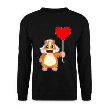 Hamster Braut Luftballon Hochzeit - Unisex Pullover - Schwarz - Vorne - Alina (178cm) & Michal (187cm)