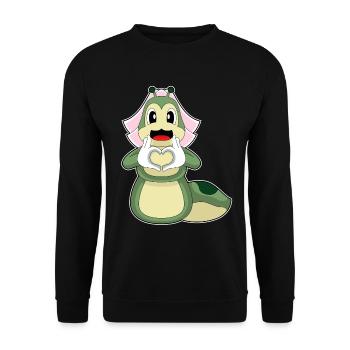 Raupe Braut Herz Hochzeit - Unisex Pullover - Schwarz - Vorne - Alina (178cm) & Michal (187cm)