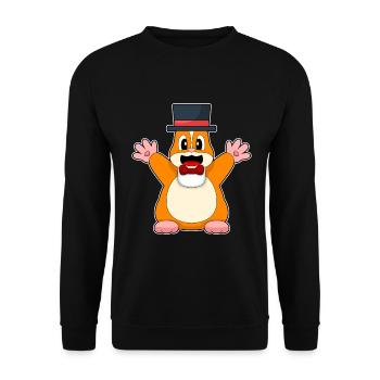 Hamster Bräutigam Zylinder Hochzeit - Unisex Pullover - Schwarz - Vorne - Alina (178cm) & Michal (187cm)