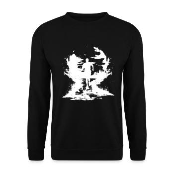 Marathon Junge Zeichnung - Unisex Pullover - Schwarz - Vorne - Alina (178cm) & Michal (187cm)