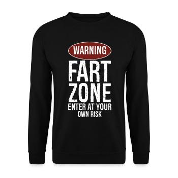 Achtung Furzzone Betreten auf eigene Gefahr - Unisex Pullover - Schwarz - Vorne - Alina (178cm) & Michal (187cm)