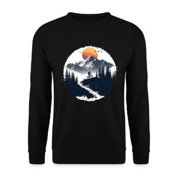 Fahrradfahrer Illustration - Unisex Pullover - Schwarz - Vorne - Alina (178cm) & Michal (187cm)