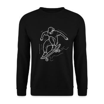 Skateboarding Boy Line Art - Unisex Sweatshirt - black - Front - Alina (178cm) & Michal (187cm)