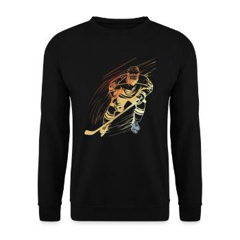 Eishockeyspieler Vintage Look - Unisex Pullover - Schwarz - Vorne - Alina (178cm) & Michal (187cm)