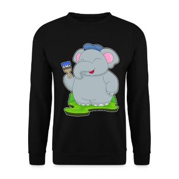 Peintre éléphant Peinture au pinceau - Sweat-shirt Unisexe - noir - Devant - Alina (178cm) & Michal (187cm)