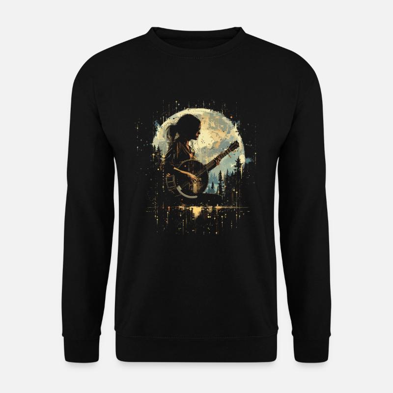 Banjo Player Drawing - Unisex Sweatshirt - black