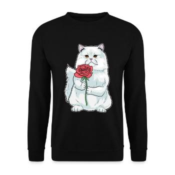 Persian Cat Rose - Unisex Sweatshirt - black - Front - Alina (178cm) & Michal (187cm)
