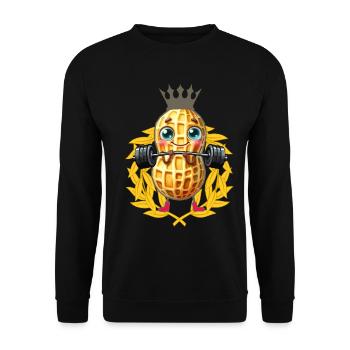 Erdnuss Gewicht hebend Lorbeerkranz Bodybuilder - Unisex Pullover - Schwarz - Vorne - Alina (178cm) & Michal (187cm)