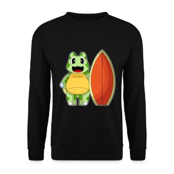 Turtle Surfing Surfboard Summer - Unisex Sweatshirt - black - Front - Alina (178cm) & Michal (187cm)