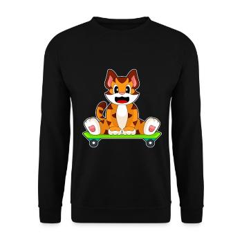 Tiger Skater Skateboard - Unisex Pullover - Schwarz - Vorne - Alina (178cm) & Michal (187cm)