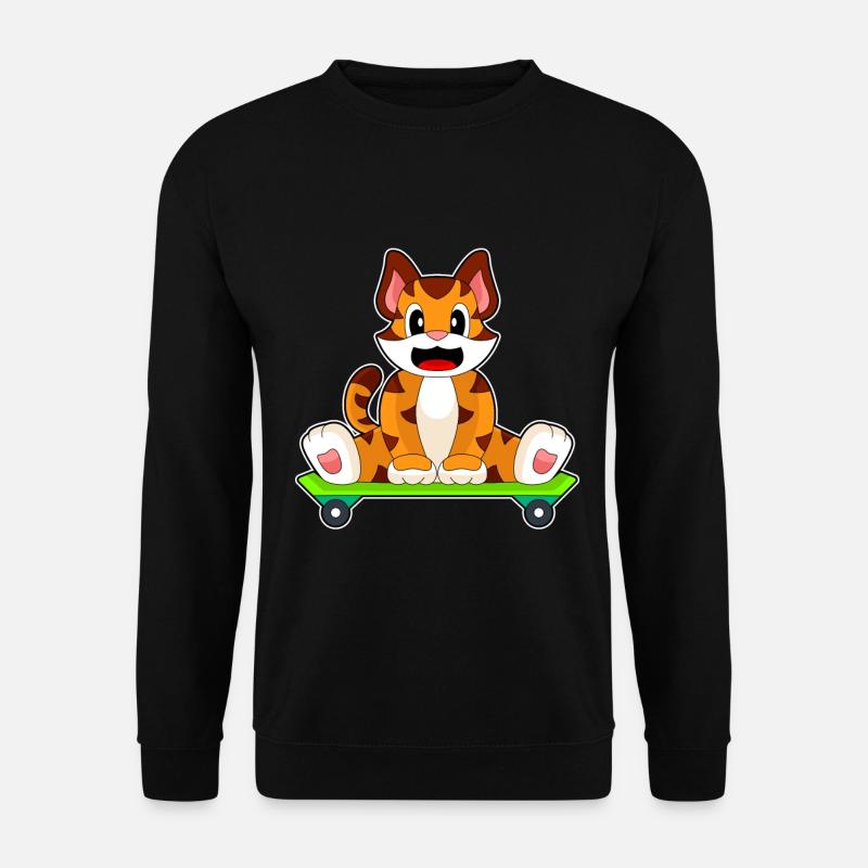 Tiger Skater Skateboard - Unisex Sweatshirt - black
