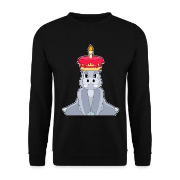 Gâteau d’anniversaire hippopotame - Sweat-shirt Unisexe - noir - Devant - Alina (178cm) & Michal (187cm)