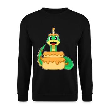 Gâteau d’anniversaire serpent - Sweat-shirt Unisexe - noir - Devant - Alina (178cm) & Michal (187cm)