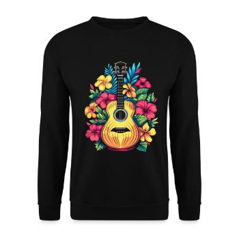 Ukulele Comic Look - Unisex Sweatshirt - black - Front - Alina (178cm) & Michal (187cm)