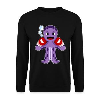 Krake Boxer Boxhandschuhe Boxen - Unisex Pullover - Schwarz - Vorne - Alina (178cm) & Michal (187cm)