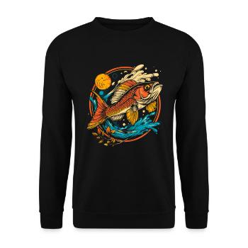 Fish Illustration - Unisex Sweatshirt - black - Front - Alina (178cm) & Michal (187cm)