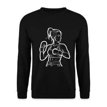 Boxer Line Art - Unisex Sweatshirt - black - Front - Alina (178cm) & Michal (187cm)