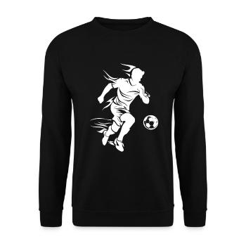 Fußballspieler Zeichnung - Unisex Pullover - Schwarz - Vorne - Alina (178cm) & Michal (187cm)