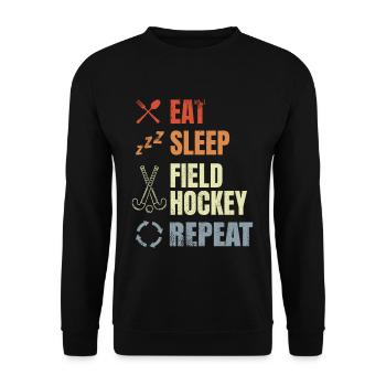 Eat Sleep Field Hockey Replay - Unisex Sweatshirt - black - Front - Alina (178cm) & Michal (187cm)