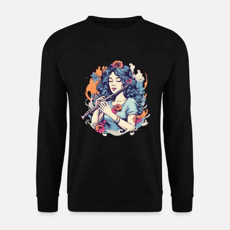 Flöte Mädchen Grafik - Unisex Pullover - Schwarz