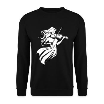 Geigenspielerin - Unisex Pullover - Schwarz - Vorne - Alina (178cm) & Michal (187cm)