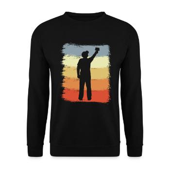 Maler Retro Look - Unisex Pullover - Schwarz - Vorne - Alina (178cm) & Michal (187cm)