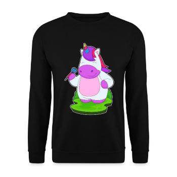 Einhorn Dart Dartpfeil - Unisex Pullover - Schwarz - Vorne - Alina (178cm) & Michal (187cm)