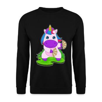 Licorne Éventail à main - Sweat-shirt Unisexe - noir - Devant - Alina (178cm) & Michal (187cm)