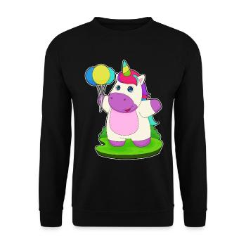Unicorn Balloon - Unisex Sweatshirt - black - Front - Alina (178cm) & Michal (187cm)