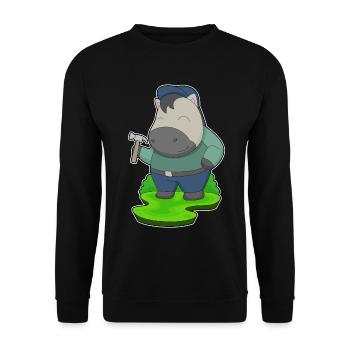 Pferd Handwerker Hammer Handwerk - Unisex Pullover - Schwarz - Vorne - Alina (178cm) & Michal (187cm)