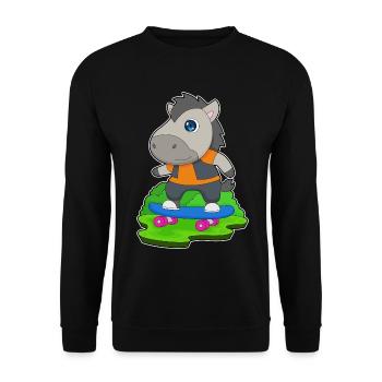 Horse Skater Skateboard - Unisex Sweatshirt - black - Front - Alina (178cm) & Michal (187cm)
