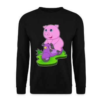 Trottinette Pig - Sweat-shirt Unisexe - noir - Devant - Alina (178cm) & Michal (187cm)