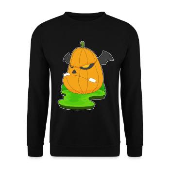Monster Halloween Pumpkin - Unisex Sweatshirt - black - Front - Alina (178cm) & Michal (187cm)