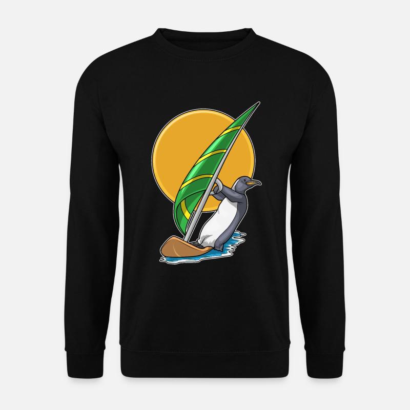 Pinguin Sommer Surfbrett Segel - Unisex Pullover - Schwarz