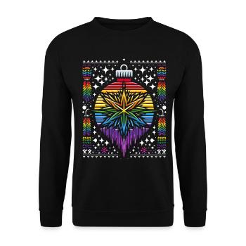 Christmas Ornament Knitting Pattern Rainbow LGBTQ+ - Unisex Sweatshirt - black - Front - Alina (178cm) & Michal (187cm)