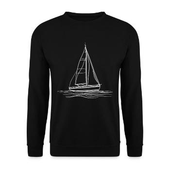 Segelboot Skizze - Unisex Pullover - Schwarz - Vorne - Alina (178cm) & Michal (187cm)