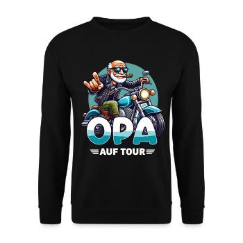 Cooler Opa Auf Tour Motorrad Biker Großvater - Unisex Pullover - Schwarz - Vorne - Alina (178cm) & Michal (187cm)
