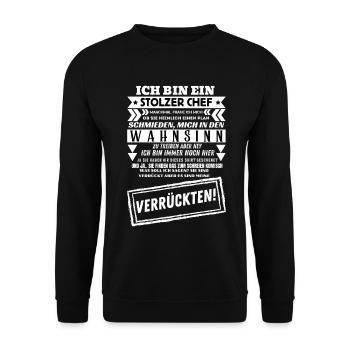 Ich bin ein stolzer Chef lustiges Büroshirt - Unisex Pullover - Schwarz - Vorne - Alina (178cm) & Michal (187cm)