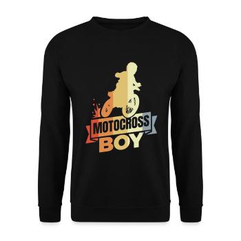 Kleiner Motocross Fahrer - Unisex Pullover - Schwarz - Vorne - Alina (178cm) & Michal (187cm)