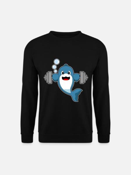 Dolphin Bodybuilder Barbell Bodybuilding - Unisex Sweatshirt - black