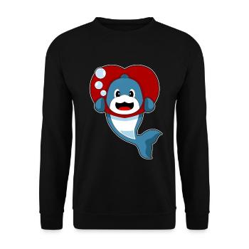 Dolphin Heart - Unisex Sweatshirt - black - Front - Alina (178cm) & Michal (187cm)