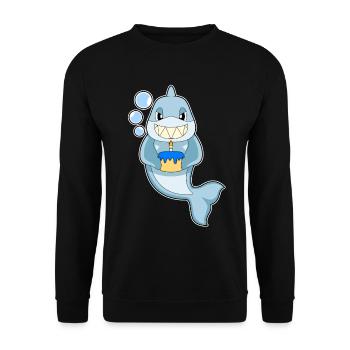Gâteau d’anniversaire de requin - Sweat-shirt Unisexe - noir - Devant - Alina (178cm) & Michal (187cm)