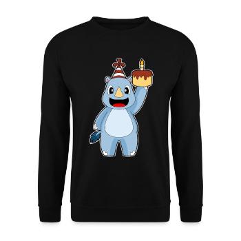 Gâteau d’anniversaire rhinocéros - Sweat-shirt Unisexe - noir - Devant - Alina (178cm) & Michal (187cm)