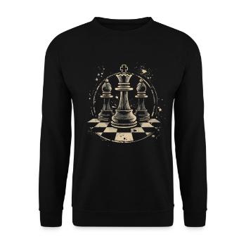 Chess Pieces Drawing - Unisex Sweatshirt - black - Front - Alina (178cm) & Michal (187cm)