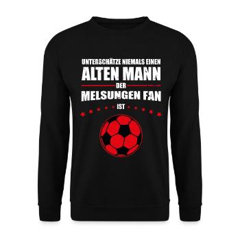 Alter Mann - Melsungen Fan | Retro Vintage Design - Unisex Pullover - Schwarz - Vorne - Alina (178cm) & Michal (187cm)