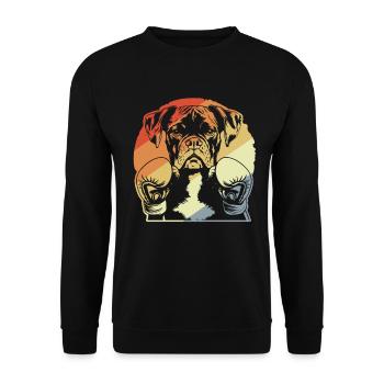 Boxer Chien Vintage - Sweat-shirt Unisexe - noir - Devant - Alina (178cm) & Michal (187cm)