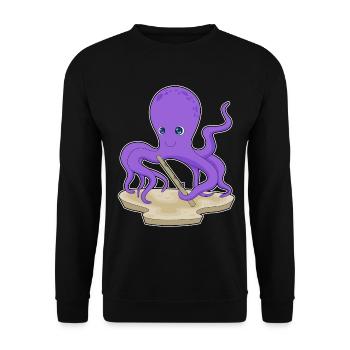 Octopus Musician Flute Music - Unisex Sweatshirt - black - Front - Alina (178cm) & Michal (187cm)