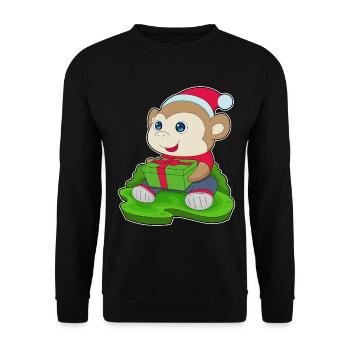 Chapeau de Noël Singe Noël - Sweat-shirt Unisexe - noir - Devant - Alina (178cm) & Michal (187cm)