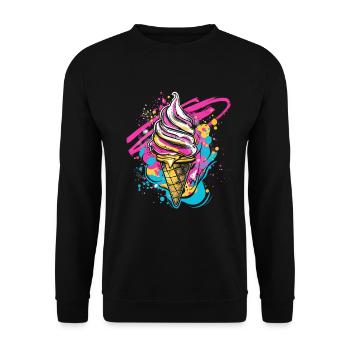 Eistüte Farbkleckse - Unisex Pullover - Schwarz - Vorne - Alina (178cm) & Michal (187cm)