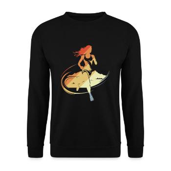 Läuferin Skizze - Unisex Pullover - Schwarz - Vorne - Alina (178cm) & Michal (187cm)